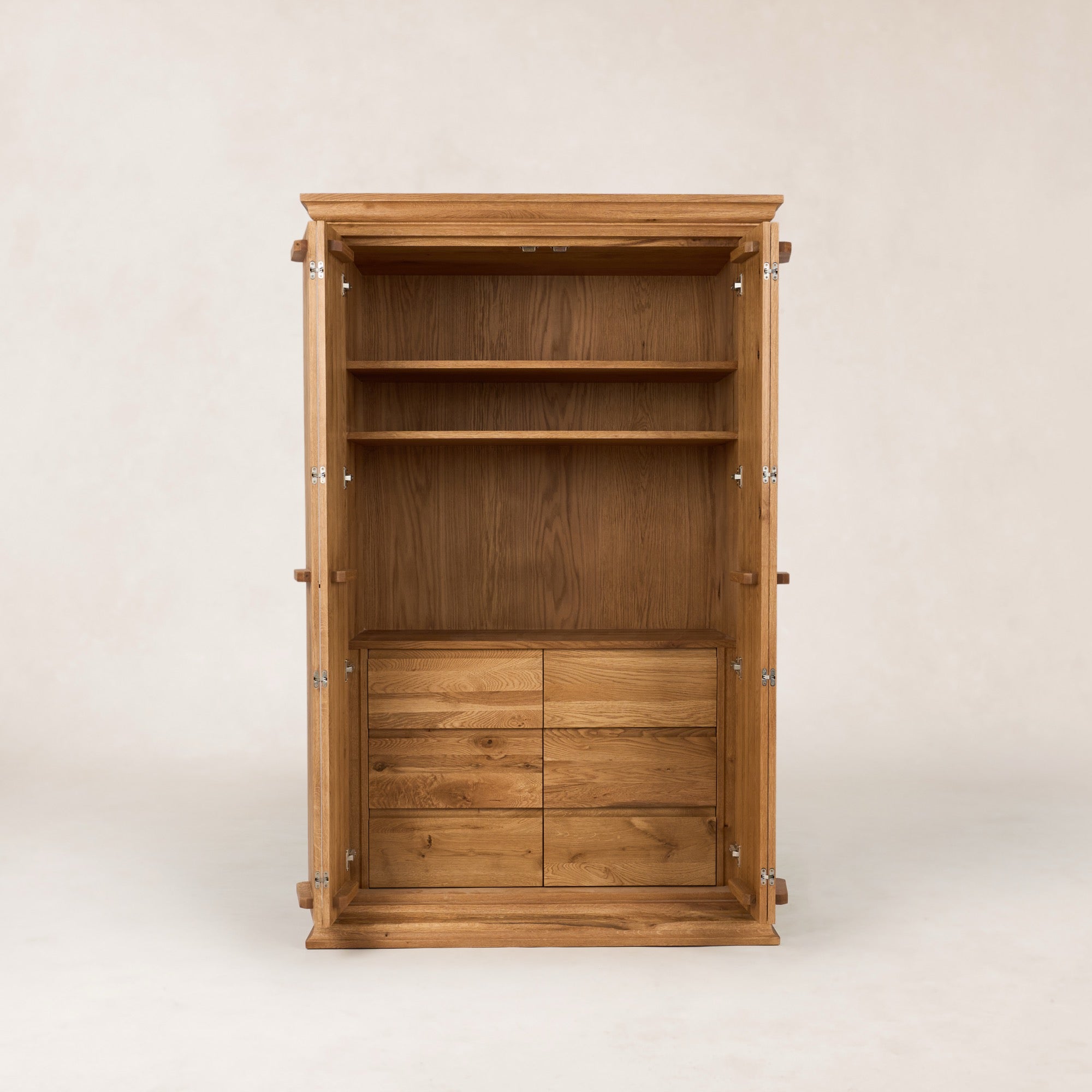 Antwerp Solid French White Oak Armoire with Cast Iron Hardware