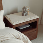 Sofita Marble Nightstand - Mocha-End Tables-House of Leon