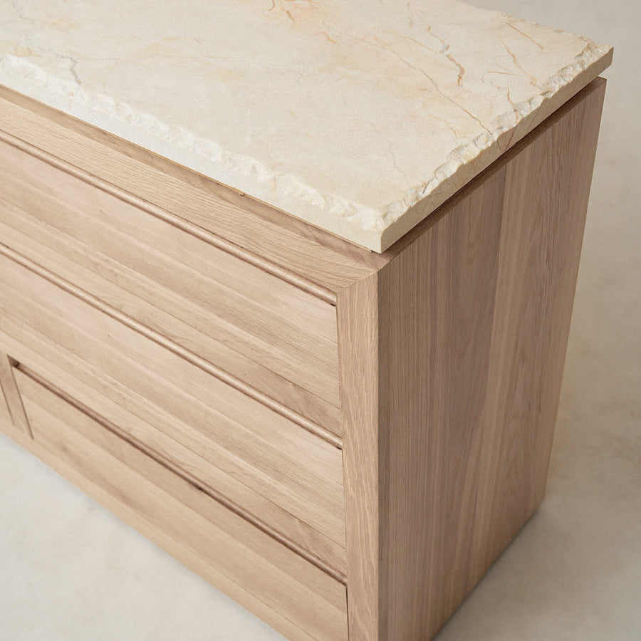 Sofita Marble 6 Drawer Dresser - White Oak