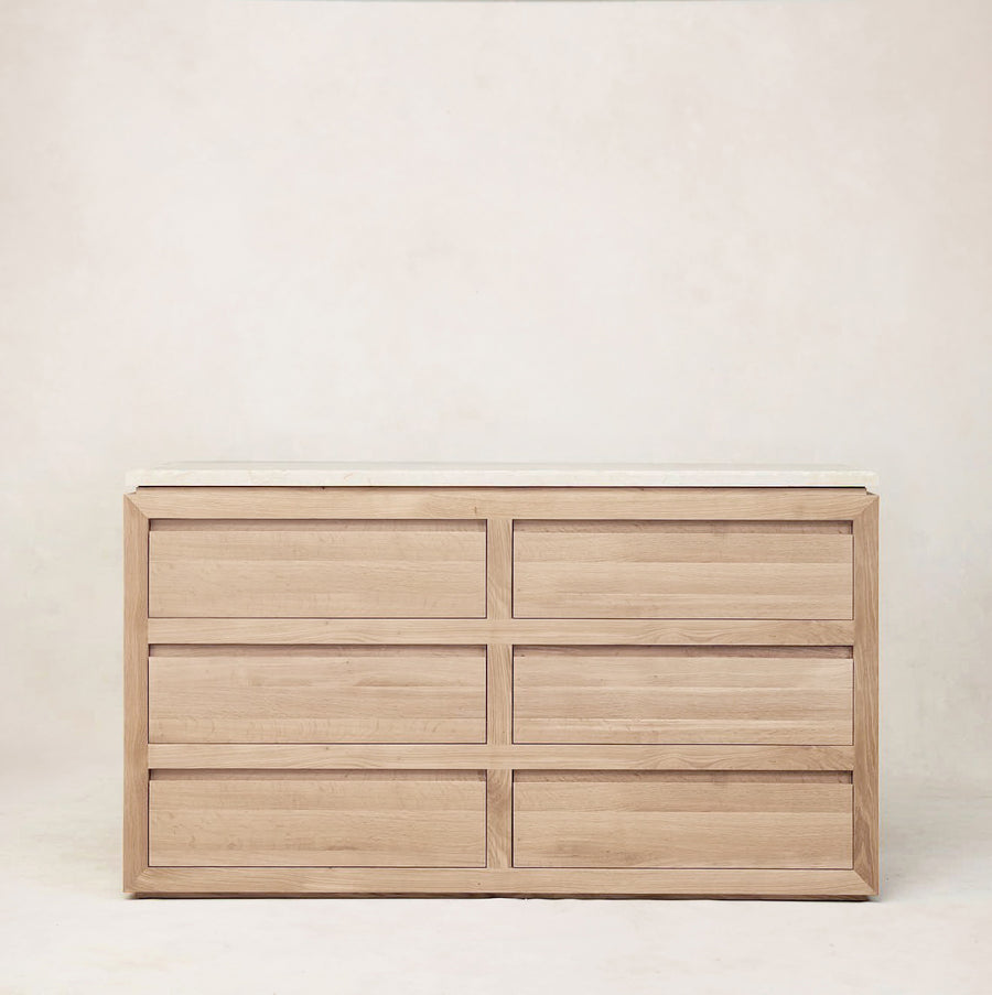 Sofita Marble 6 Drawer Dresser - White Oak - House of Leon