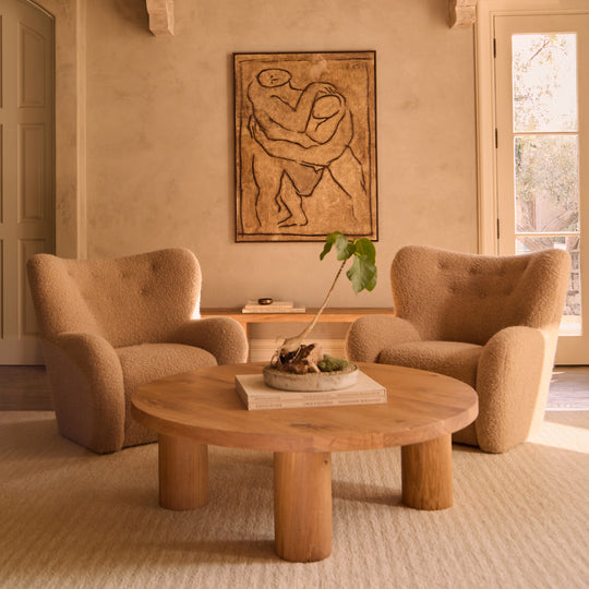 Papa Teddy chair in camel boucle