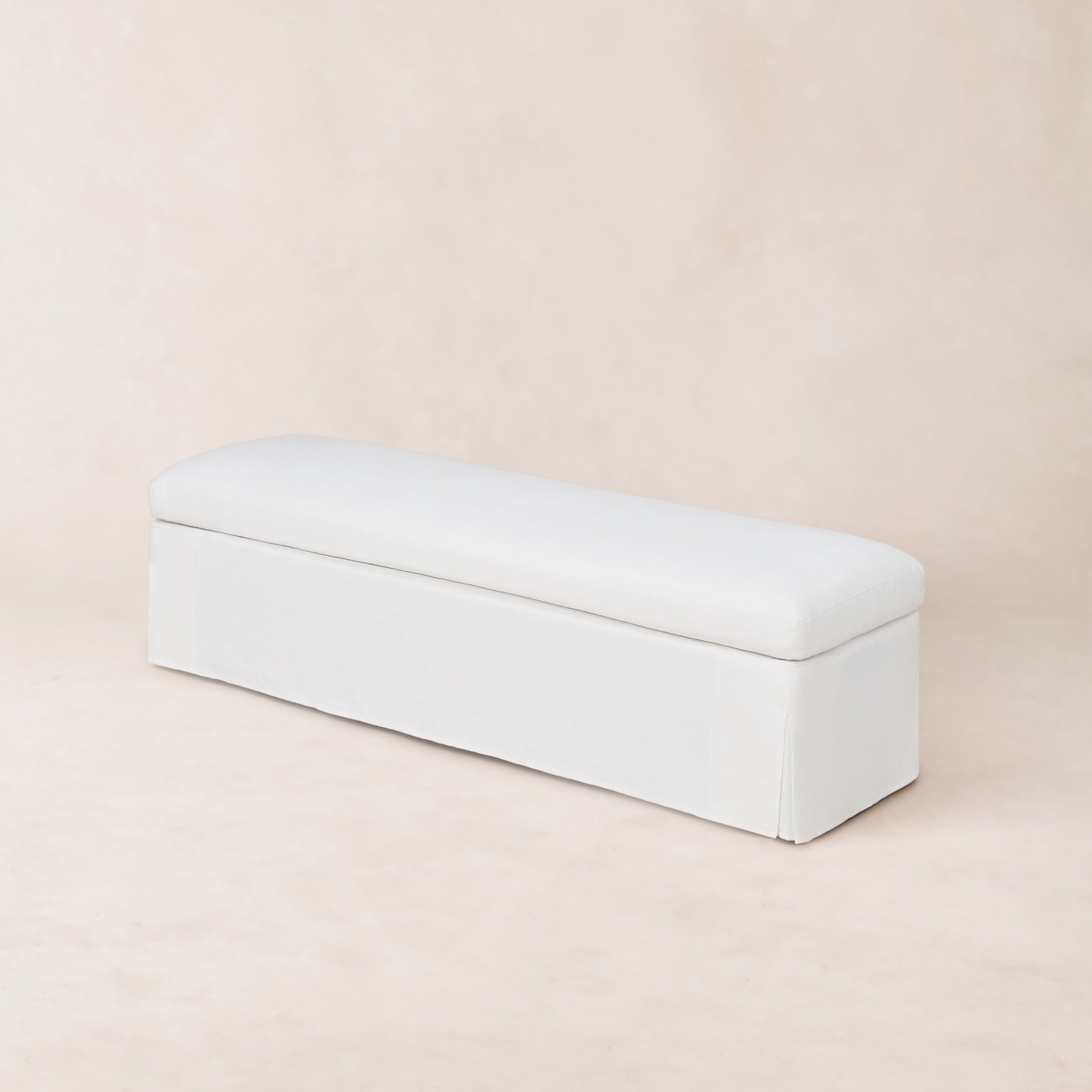 Antwerp Upholstered Slipcovcer Bench Belgian Linen, Brushed Cotton