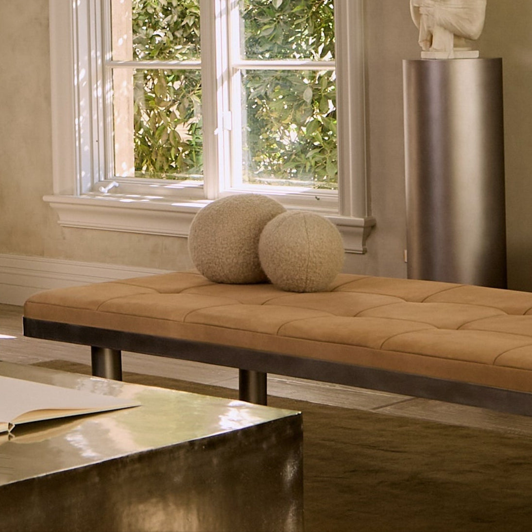 Teddy Sphere Pillow - Beige-Throw Pillows-House of Leon