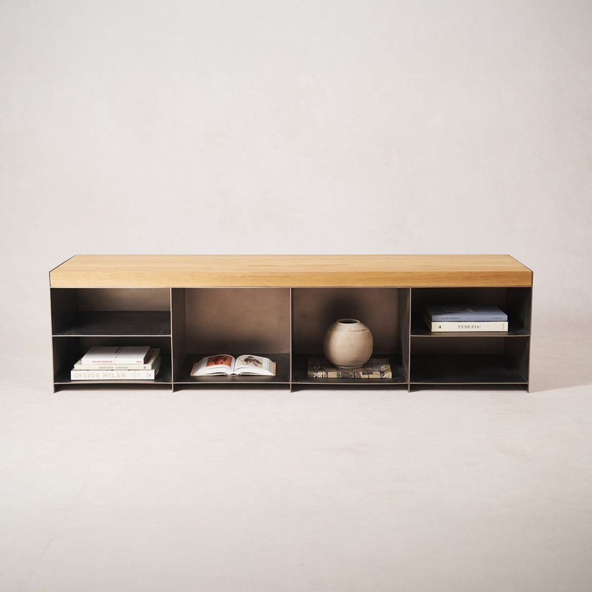 Milan-Stainles-Steel-Media-Console-TV-Bench-white-oak-wood