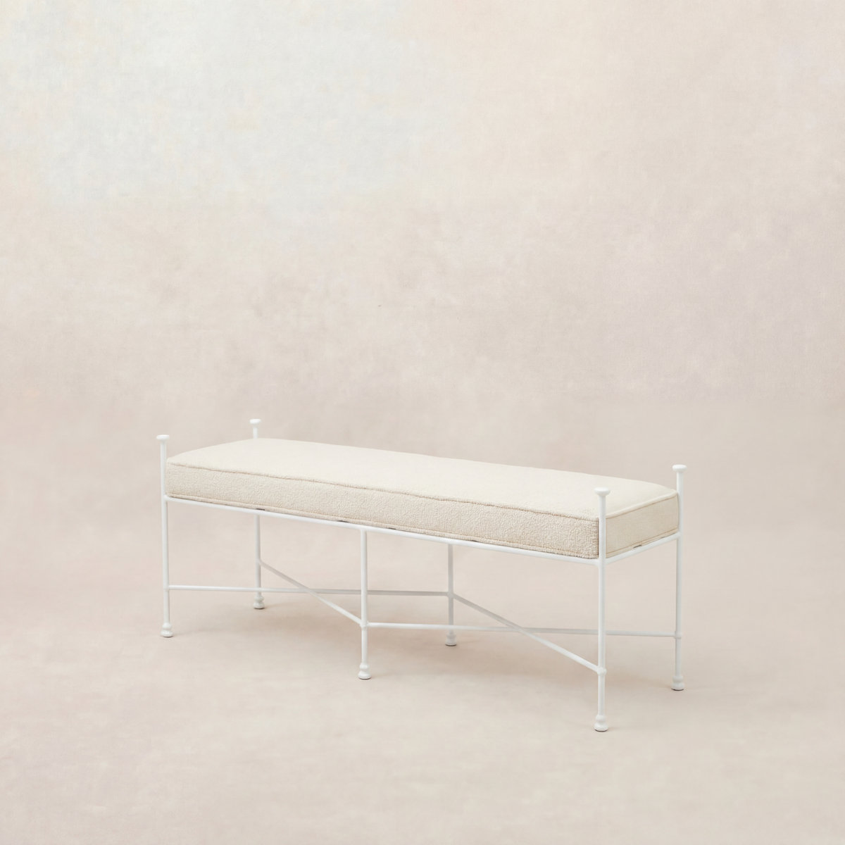 Provence Outdoor Bench 48" - White Frame-Outdoor Bench-Boucle-House of Leon