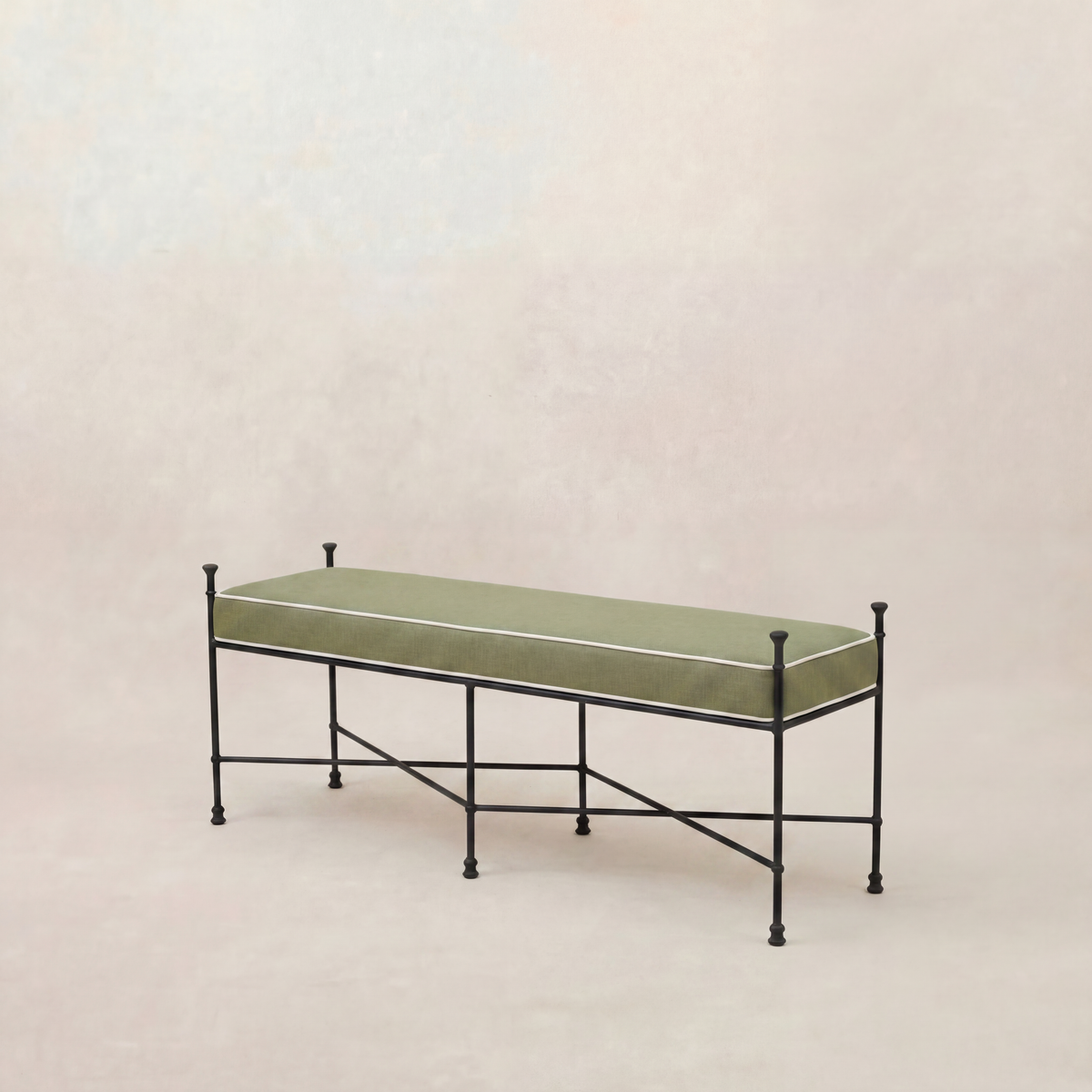Provence Outdoor Bench 48" - Black Frame-Outdoor Bench-48"-Heritage Leaf-House of Leon
