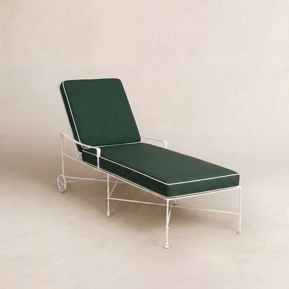 Provence Outdoor Chaise Lounge - White Frame-Cast Ivy-House of Leon