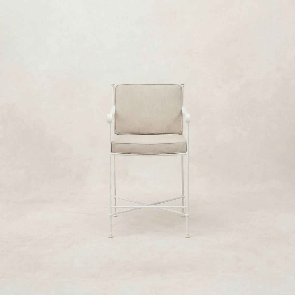 Provence Outdoor Counter Stool - White Frame-Linen-House of Leon