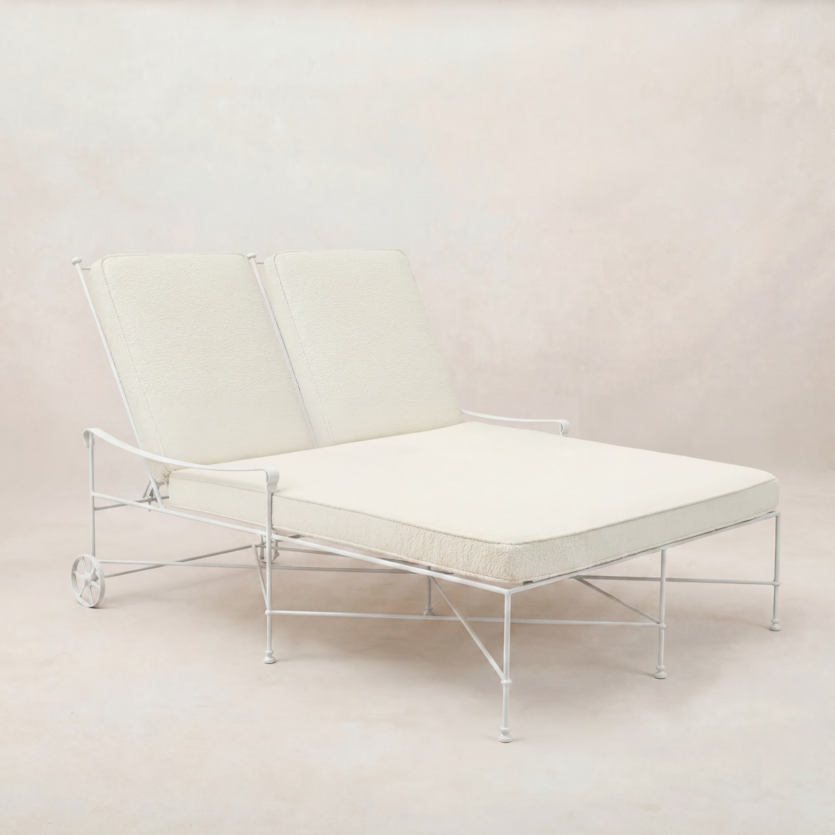Provence Outdoor Double Chaise Lounge - White Frame-Boucle-House of Leon