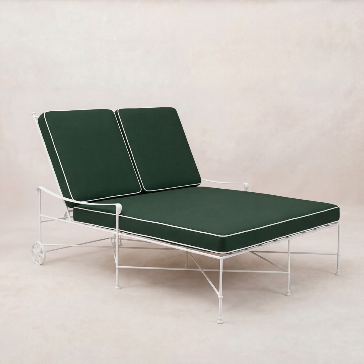 Provence Outdoor Double Chaise Lounge - White Frame-Cast Ivy-House of Leon