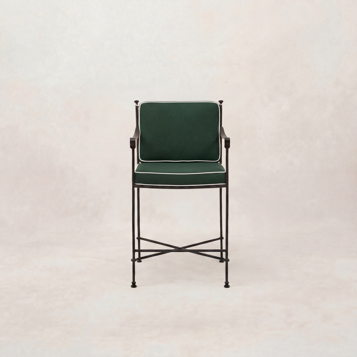 Provence Outdoor Counter Stool - Black Frame-Cast Ivy-House of Leon