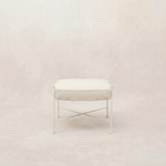 Provence Outdoor Ottoman - White Frame-Outdoor Ottomans-Boucle-House of Leon