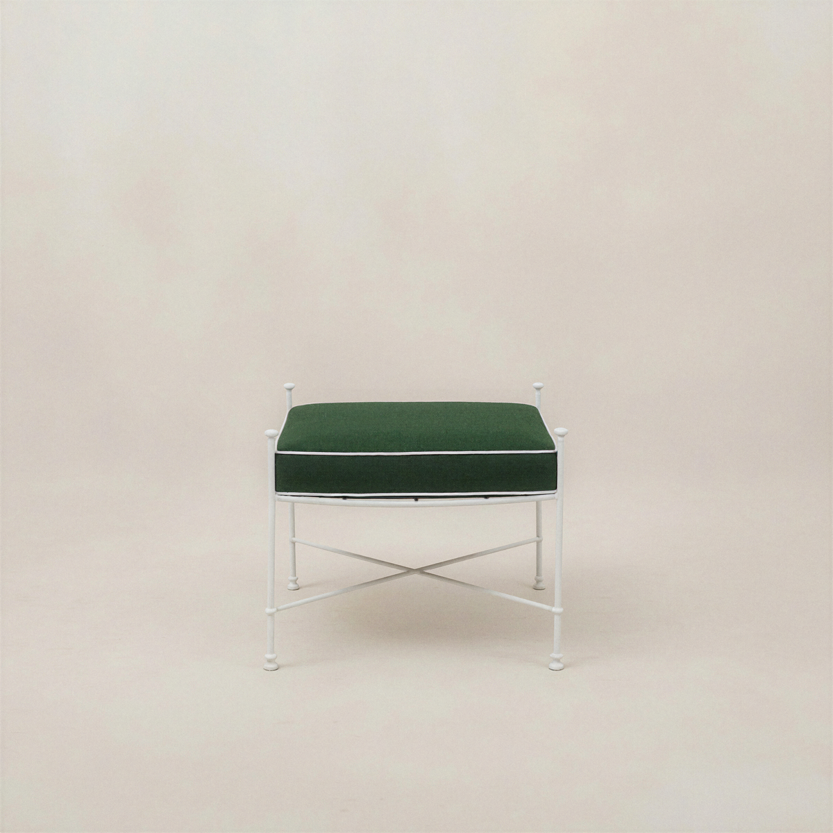 Provence Outdoor Ottoman - White Frame-Outdoor Ottomans-Cast Ivy-House of Leon