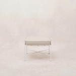 Provence Outdoor Ottoman - White Frame-Outdoor Ottomans-Linen-House of Leon