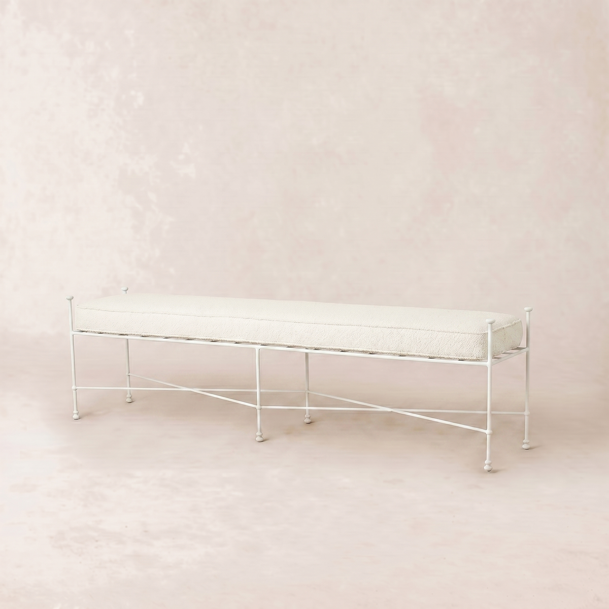 Provence Outdoor Bench 70" - White Frame-Outdoor Bench-Boucle-House of Leon