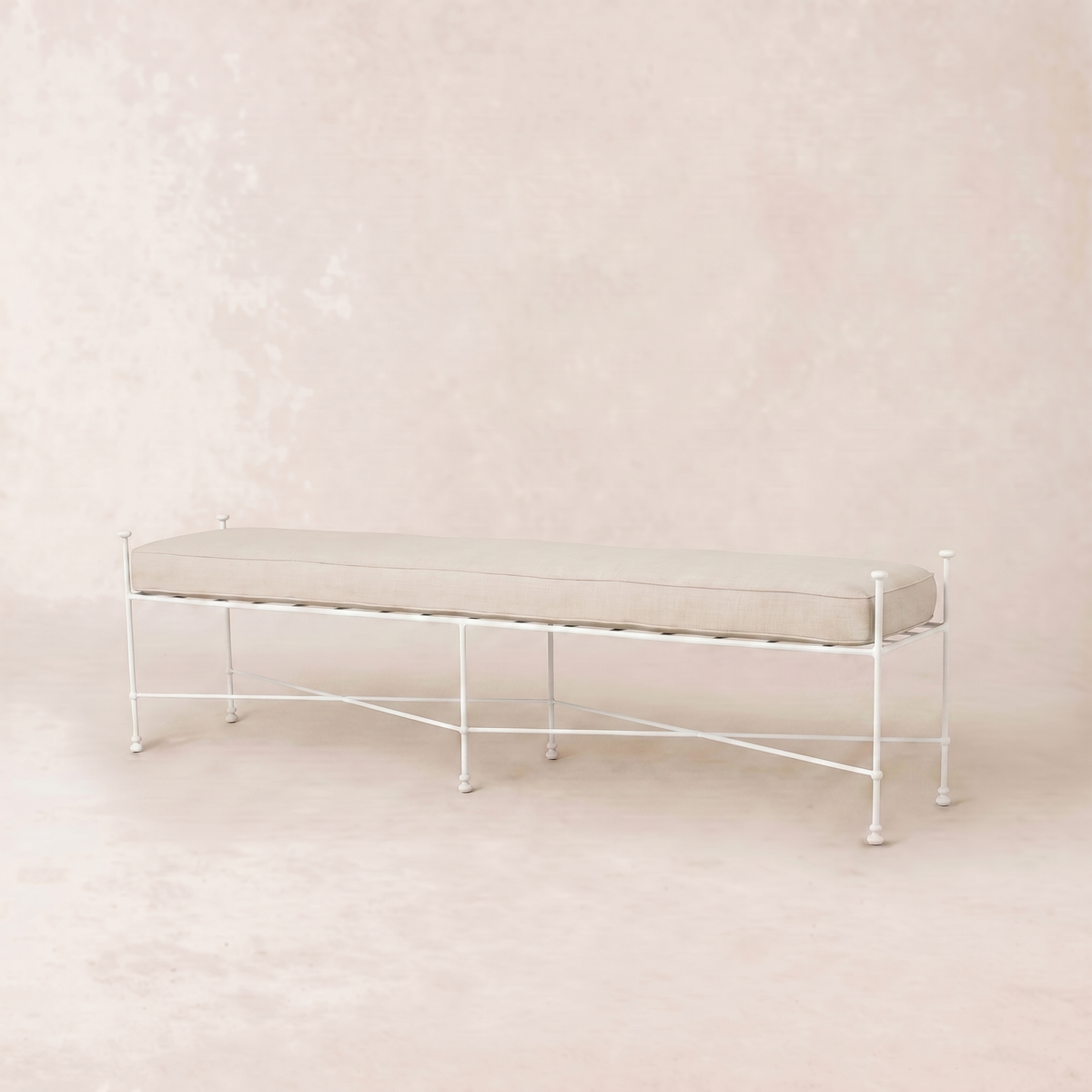 Provence Outdoor Bench 70" - White Frame-Outdoor Bench-Linen-House of Leon
