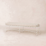 Provence Outdoor Bench 70" - White Frame-Outdoor Bench-Linen-House of Leon