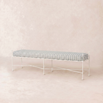 Provence Outdoor Bench 70" - White Frame-Outdoor Bench-Mist Striped-House of Leon