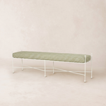 Provence Outdoor Bench 70" - White Frame-Outdoor Bench-Olive Striped-House of Leon