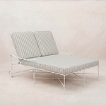 Provence Outdoor Double Chaise Lounge - White Frame-Mist Striped-House of Leon