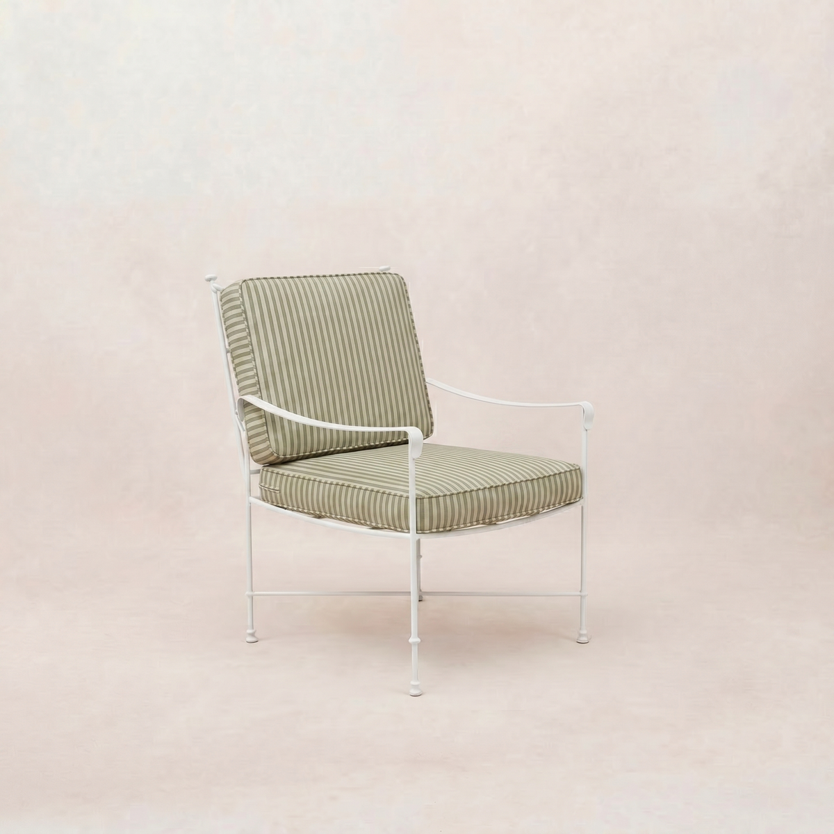 Provence Outdoor Lounge Dining Chair - White Frame-Outdoor Dining Chair-Olive Striped-House of Leon
