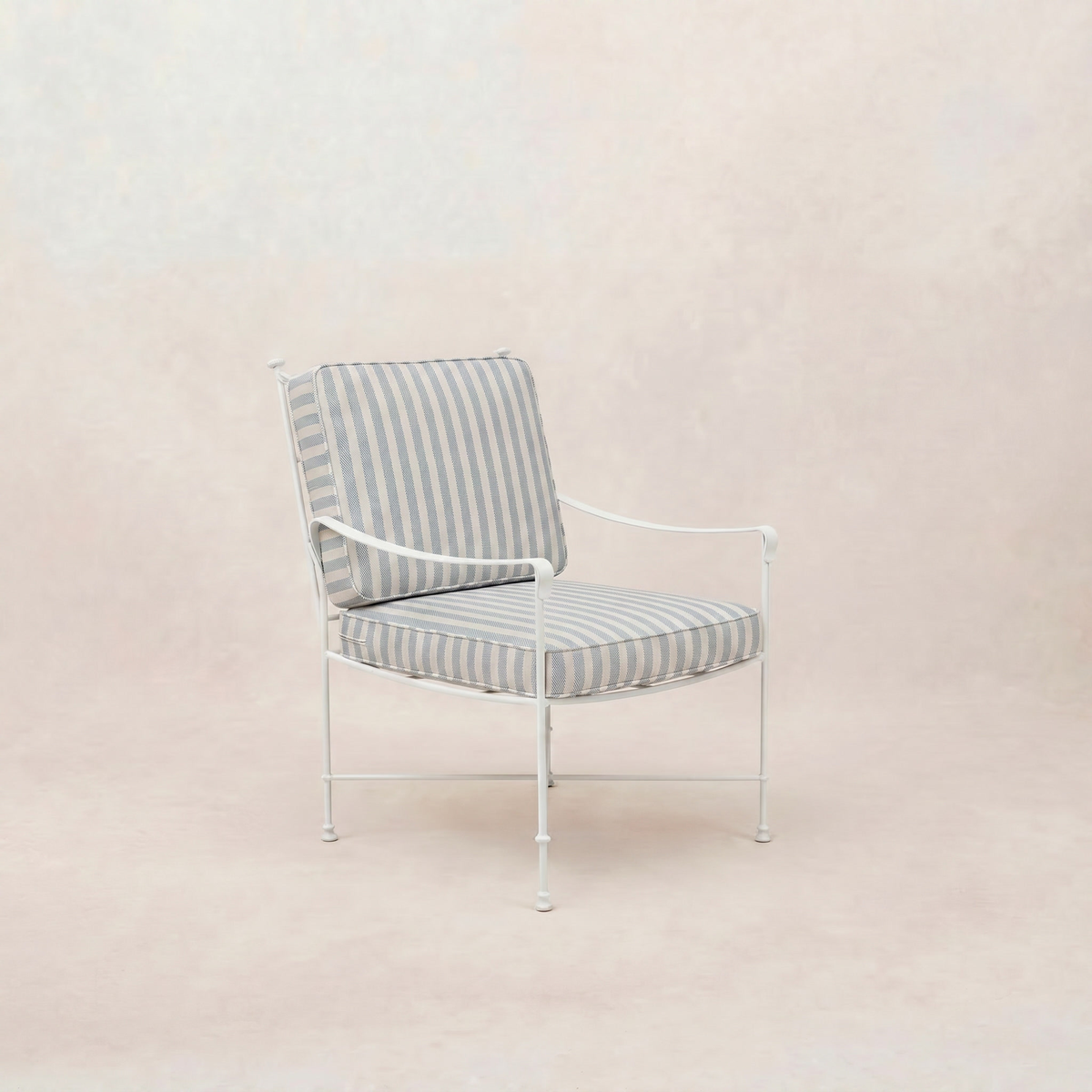Provence Outdoor Lounge Dining Chair - White Frame-Outdoor Dining Chair-Mist Striped-House of Leon