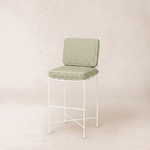 Provence Outdoor Barstool - White Frame-Olive Striped-House of Leon