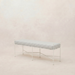 Provence Outdoor Bench 48" - White Frame-Outdoor Bench-Mist Striped-House of Leon