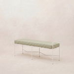Provence Outdoor Bench 48" - White Frame-Outdoor Bench-Olive Striped-House of Leon
