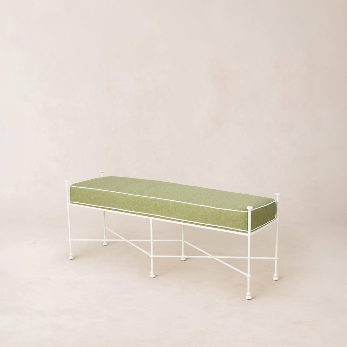 Provence Outdoor Bench 48" - White Frame-Outdoor Bench-Heritage Leaf-House of Leon
