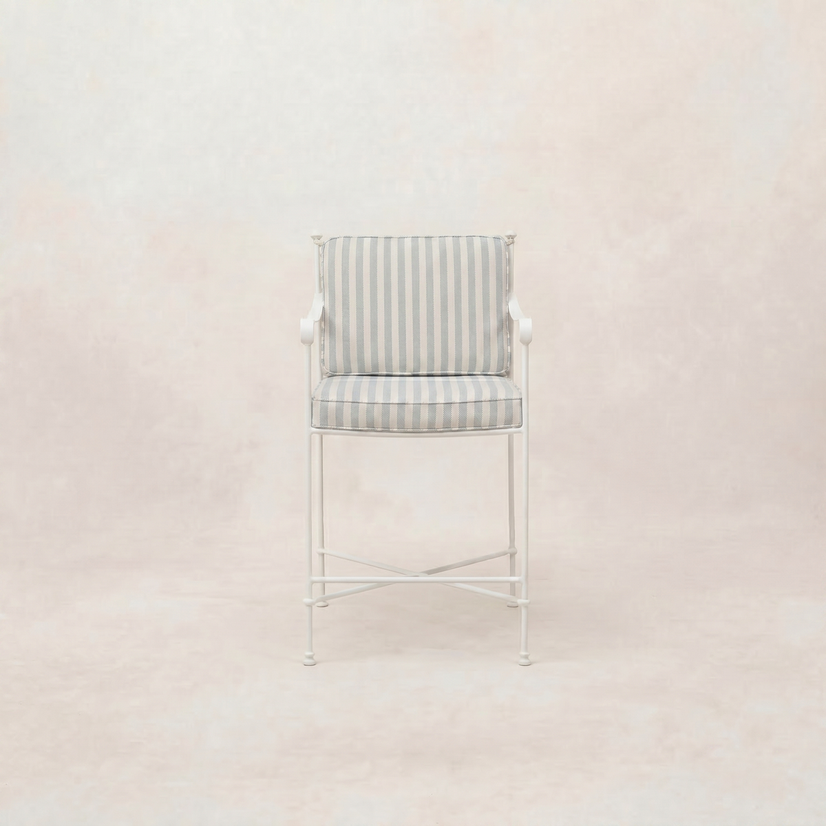 Provence Outdoor Counter Stool - White Frame-Mist Striped-House of Leon