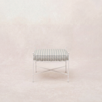 Provence Outdoor Ottoman - White Frame-Outdoor Ottomans-Mist Striped-House of Leon