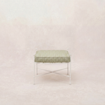 Provence Outdoor Ottoman - White Frame-Outdoor Ottomans-Olive Striped-House of Leon