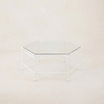Provence Outdoor Glass Hexagonal Coffee Table - White Frame-House of Leon