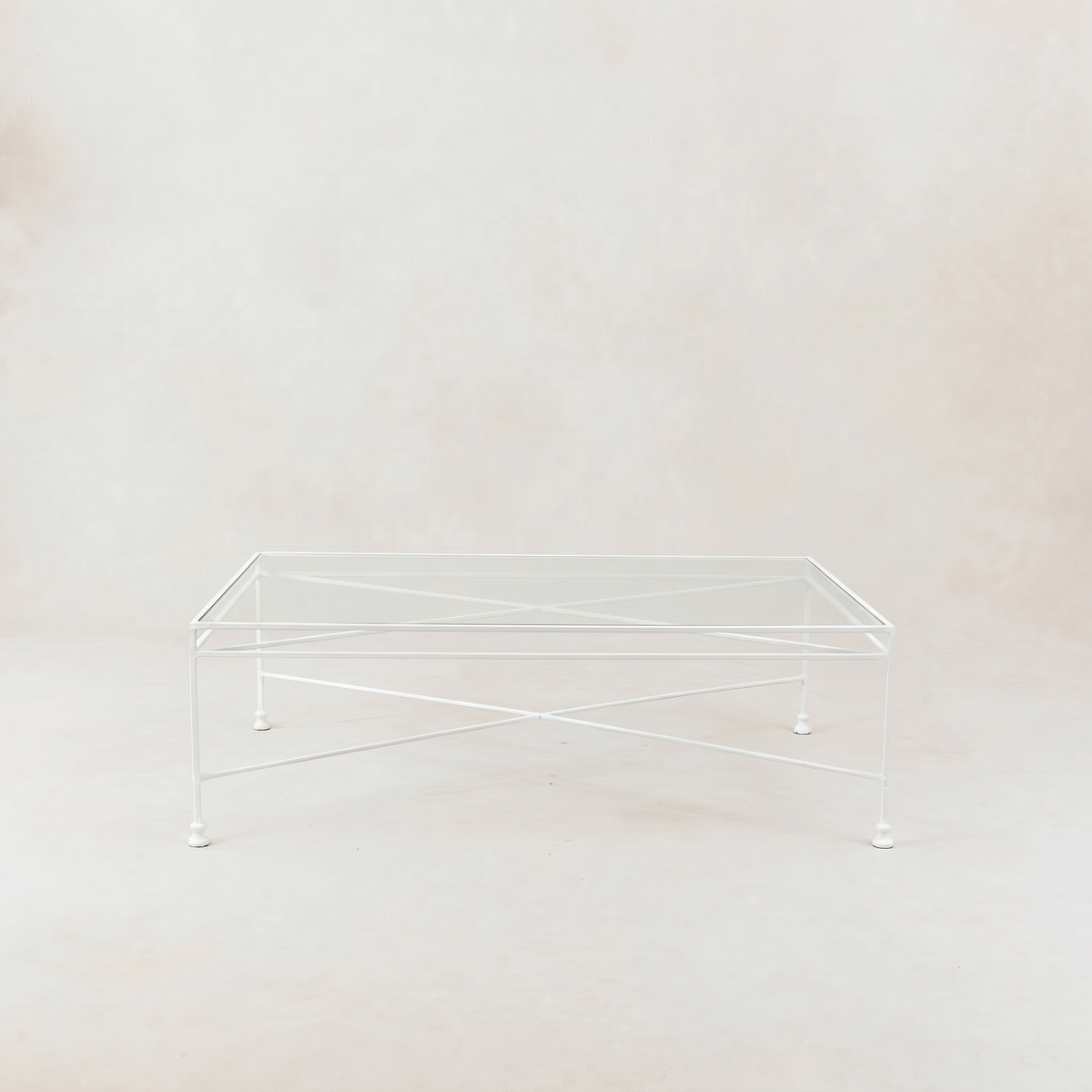 Provence Outdoor Glass Rectangular Coffee Table - White Frame-Outdoor Tables-House of Leon