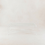 Provence Outdoor Glass Rectangular Coffee Table - White Frame-Outdoor Tables-House of Leon