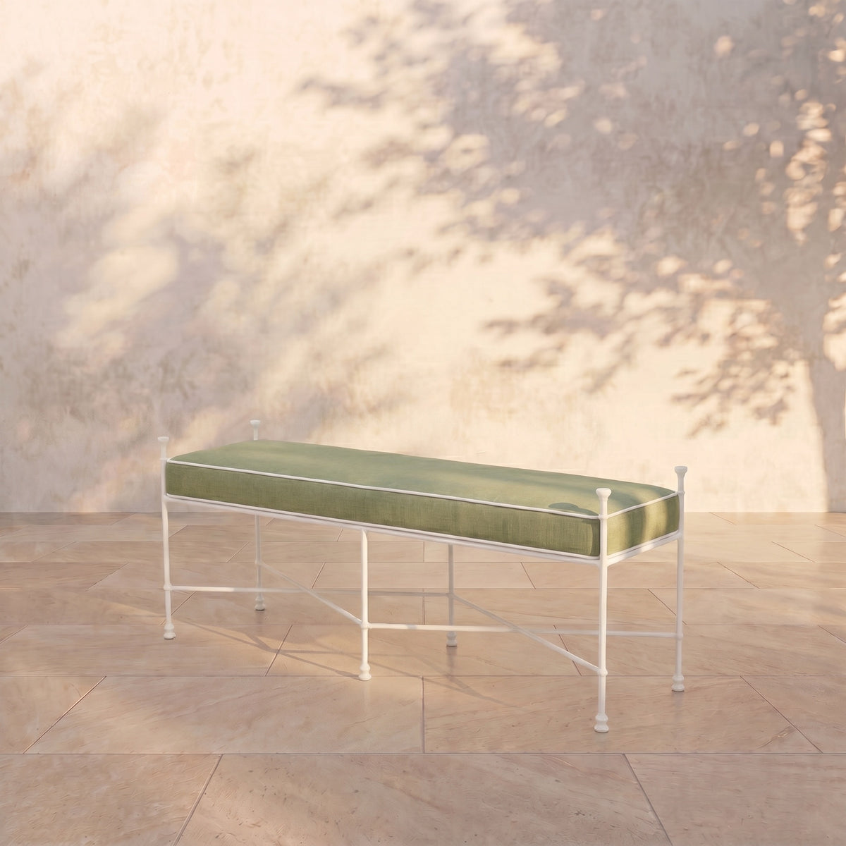 Provence Outdoor Bench 48" - White Frame-Outdoor Bench-Heritage Leaf-House of Leon