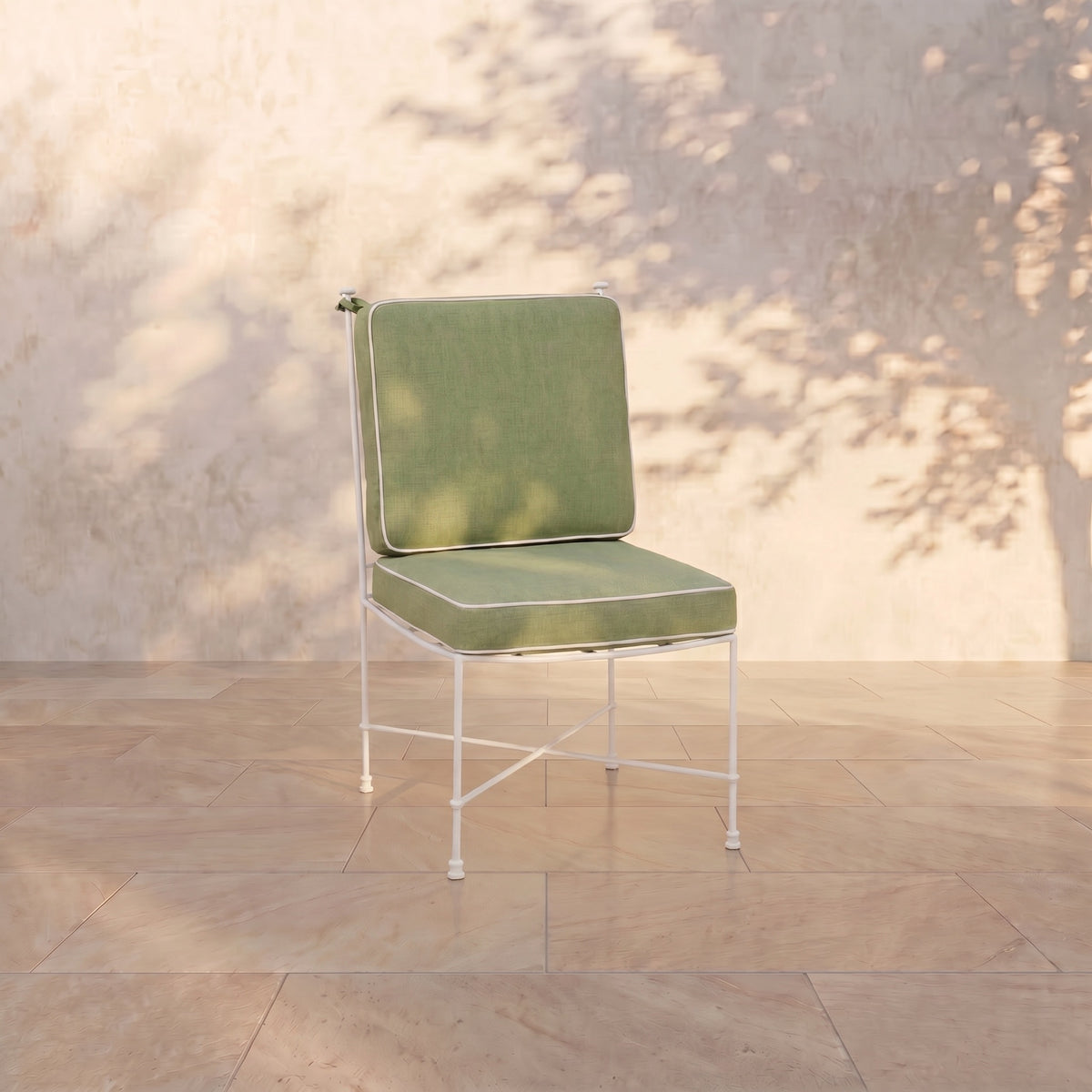 Provence Outdoor Armless Dining Chair - White Frame-Outdoor Dining Chair-Heritage Leaf-House of Leon