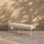 Provence Outdoor Bench 48" - White Frame-Outdoor Bench-Linen-House of Leon