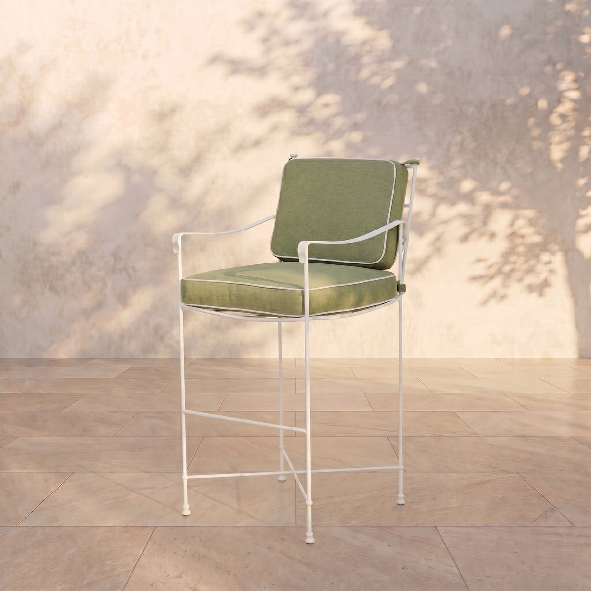 Provence Outdoor Counter Stool - White Frame-Heritage Leaf-House of Leon