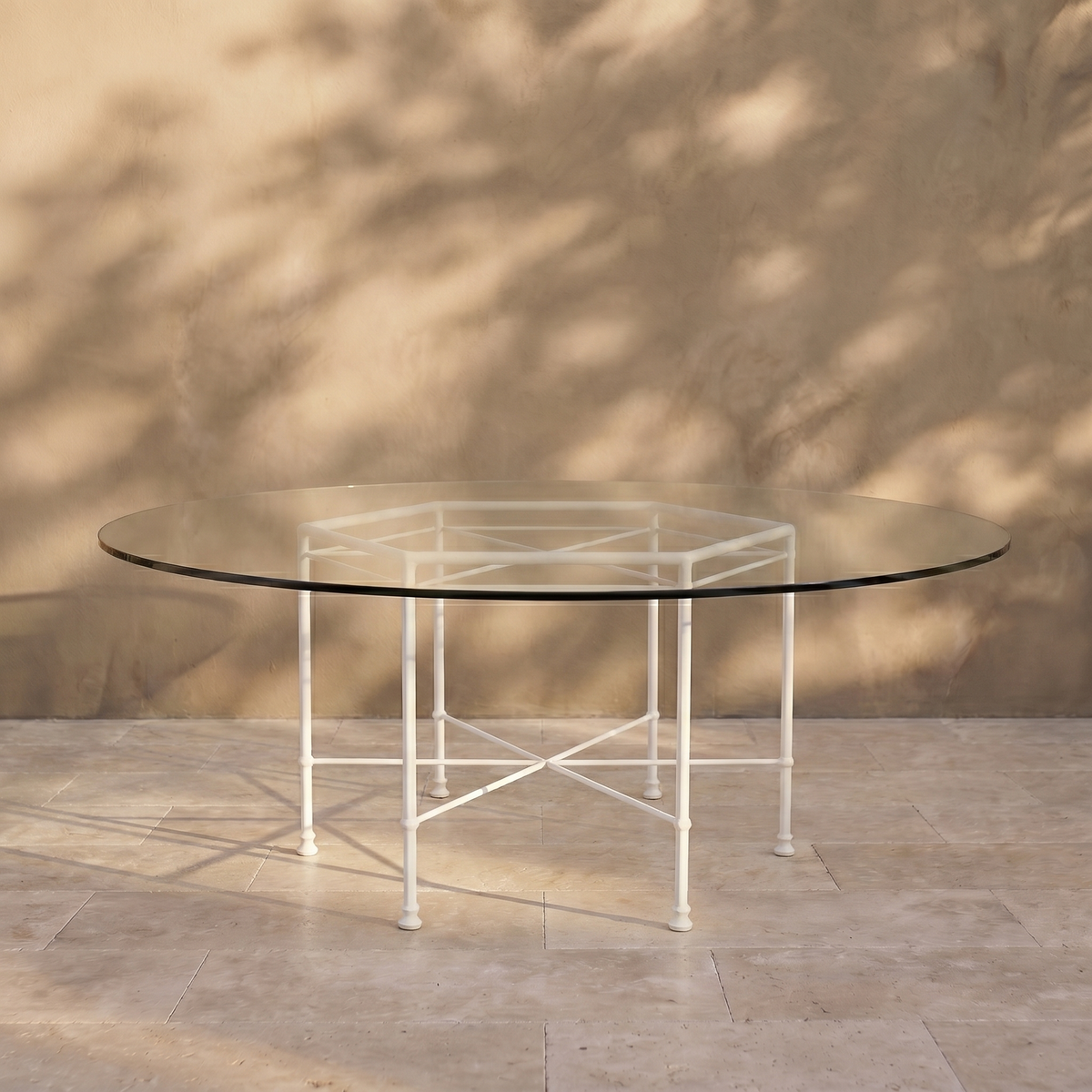Provence Outdoor Glass Dining Table - White Frame-Outdoor Dining Table-House of Leon