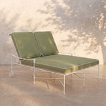 Provence Outdoor Double Chaise Lounge - White Frame-Heritage Leaf-House of Leon