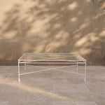 Provence Outdoor Glass Rectangular Coffee Table - White Frame-Outdoor Tables-House of Leon