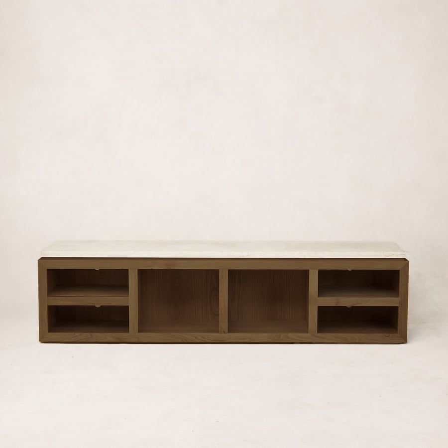 Sofita Marble Media Console - Mocha-Media Storage Cabinets & Racks-House of Leon