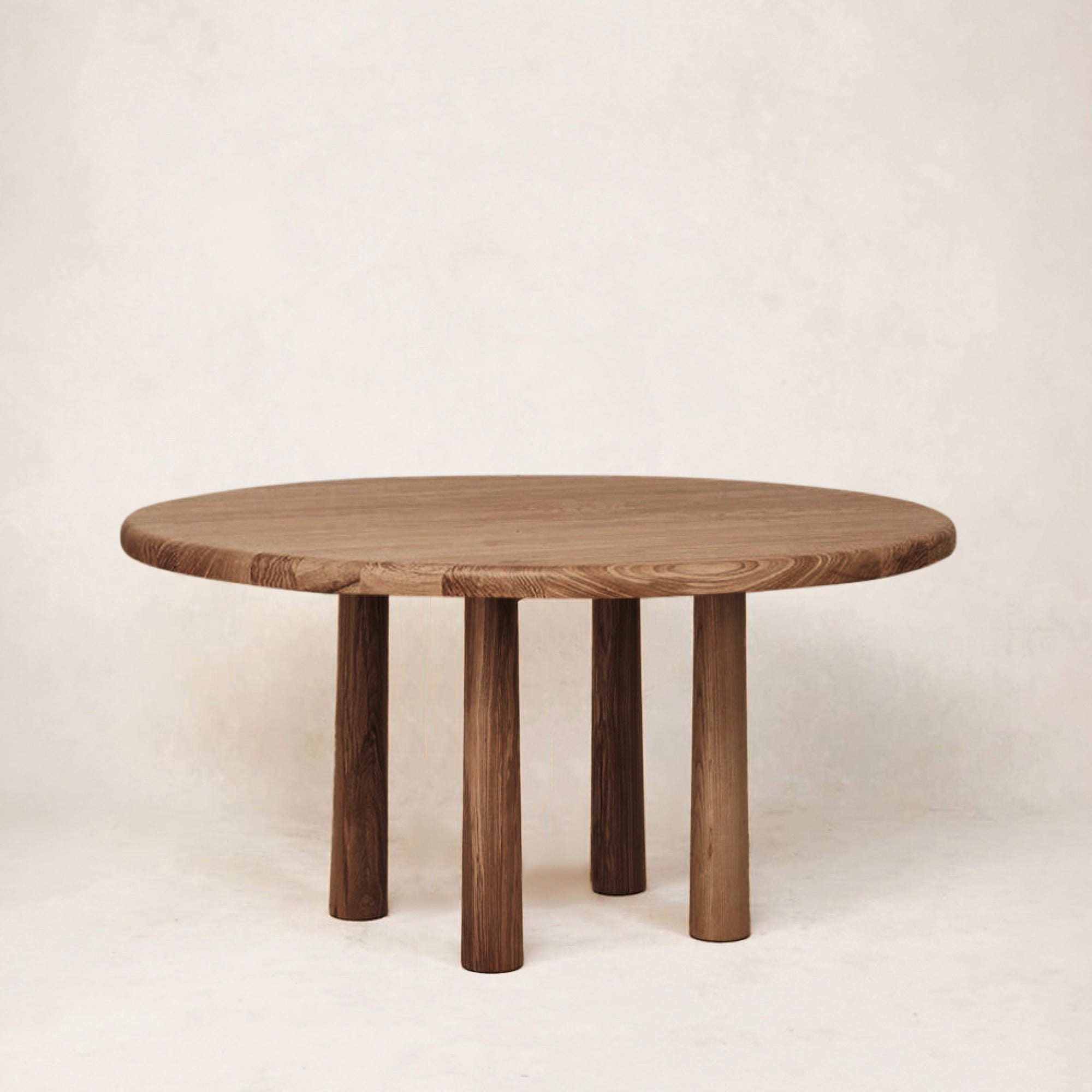 Topa Topa Round Dining Table in White Oak - 4 Column Legs, Solid Wood