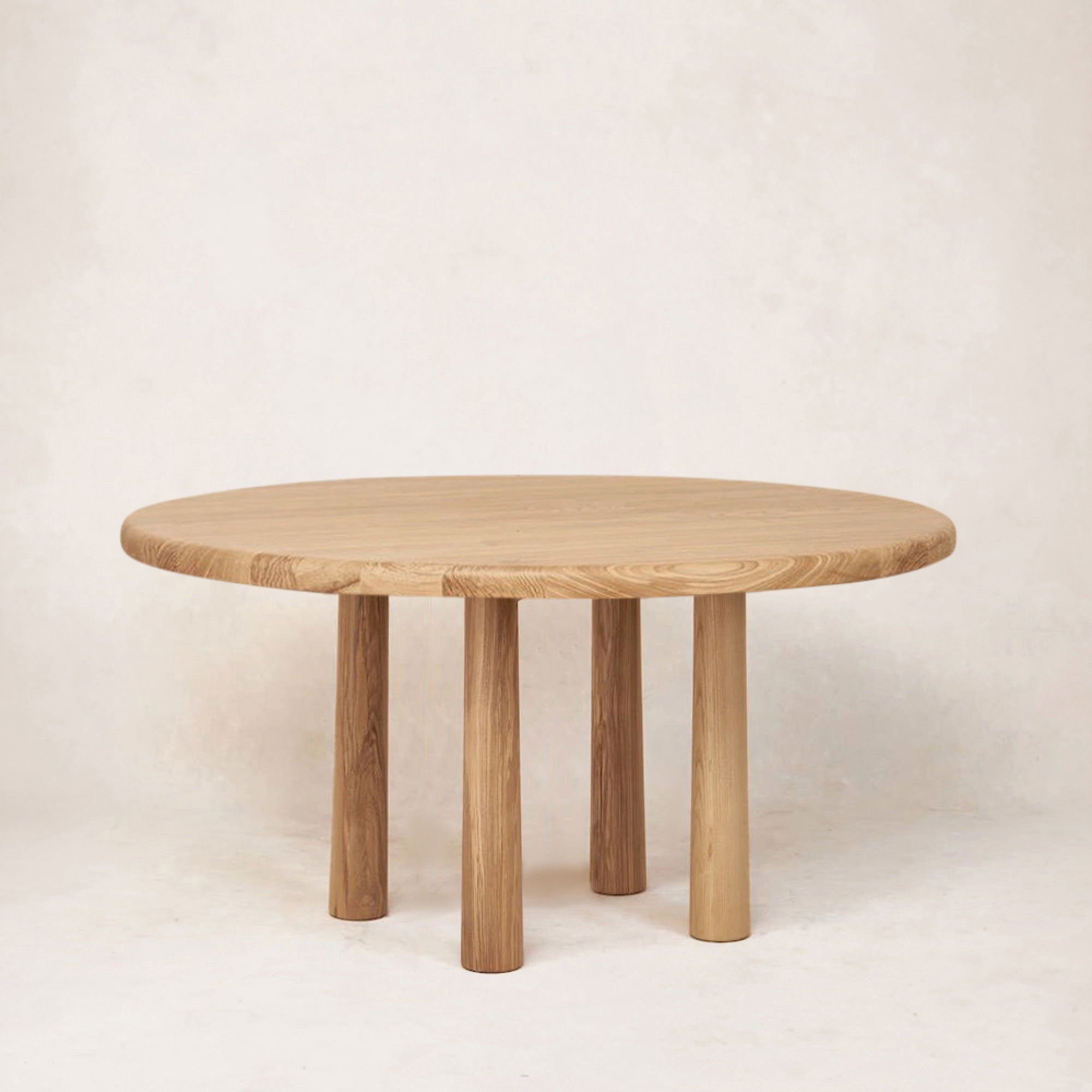 Topa Topa Round Dining Table in White Oak - 4 Column Legs, Solid Wood