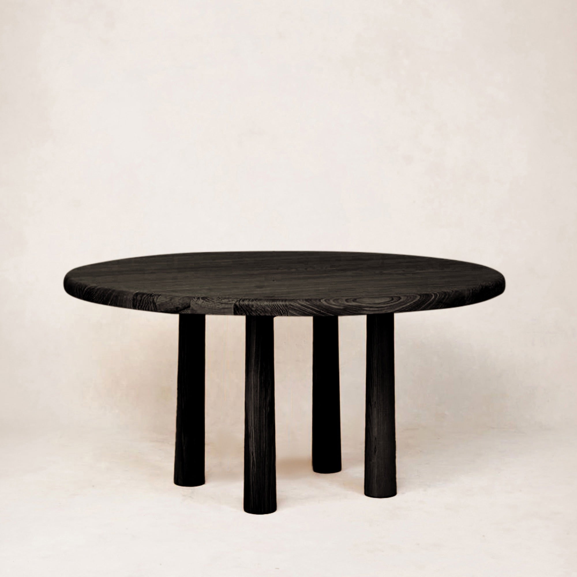 Topa Topa Round Dining Table in White Oak - 4 Column Legs, Solid Wood