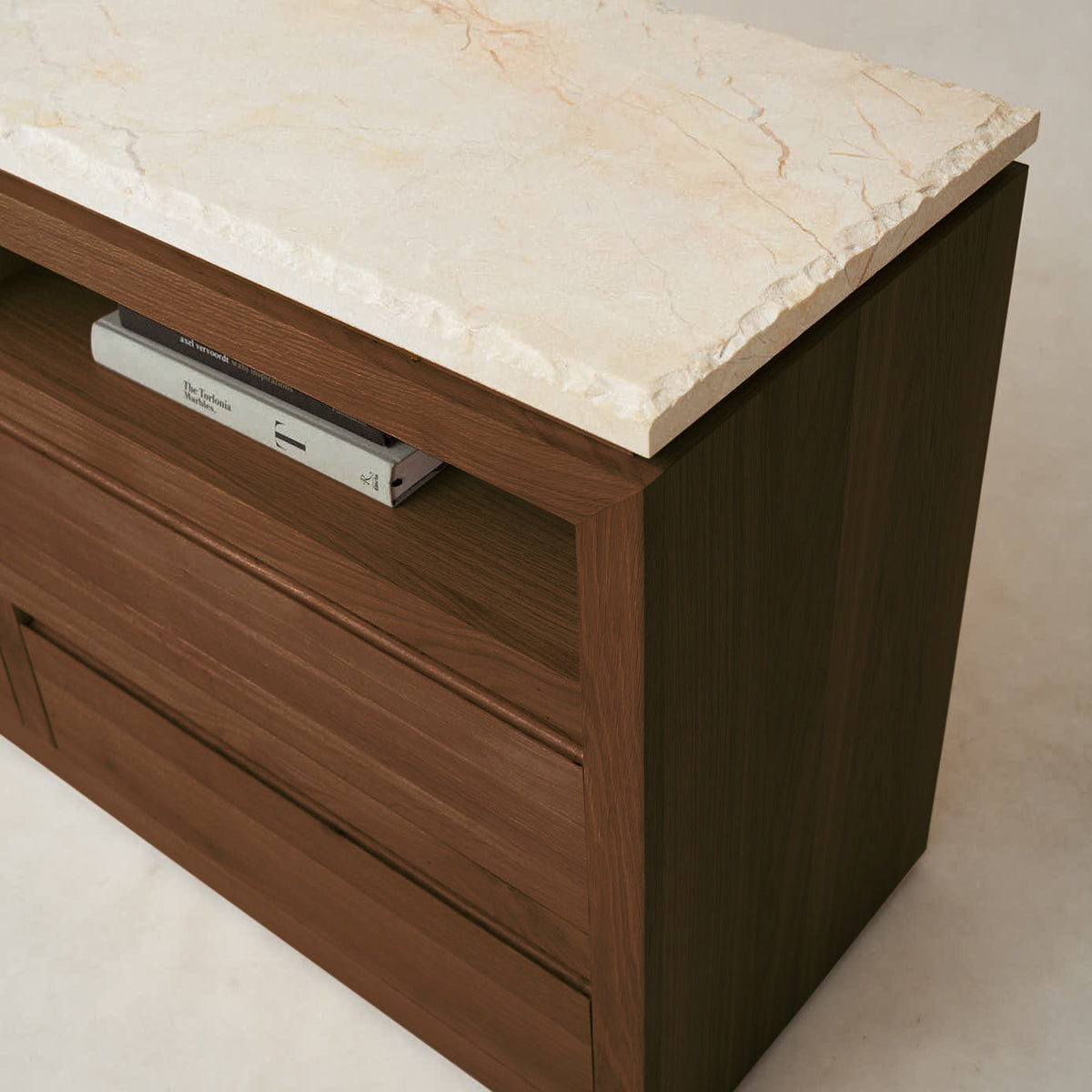 Sofita White Marble Dresser with Solid Oak Base Sofita White Marble Dresser with Solid Oak Base