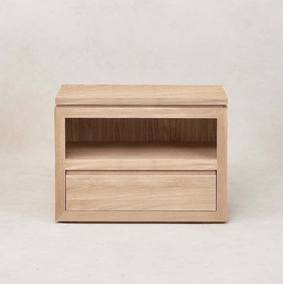 Sofita Wood Nightstand - White Oak-End Tables-Wide-House of Leon