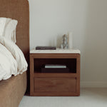 Sofita Marble Nightstand - Mocha-End Tables-House of Leon